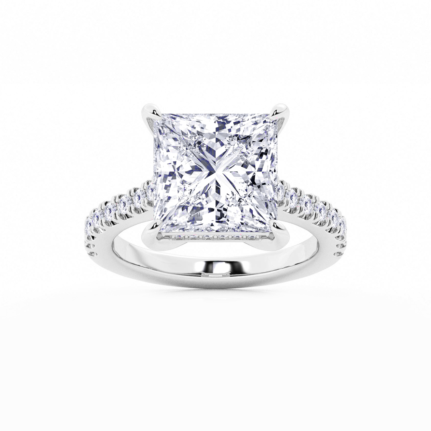 Princess Moissanite Hidden Halo Engagement Ring Briset Set
