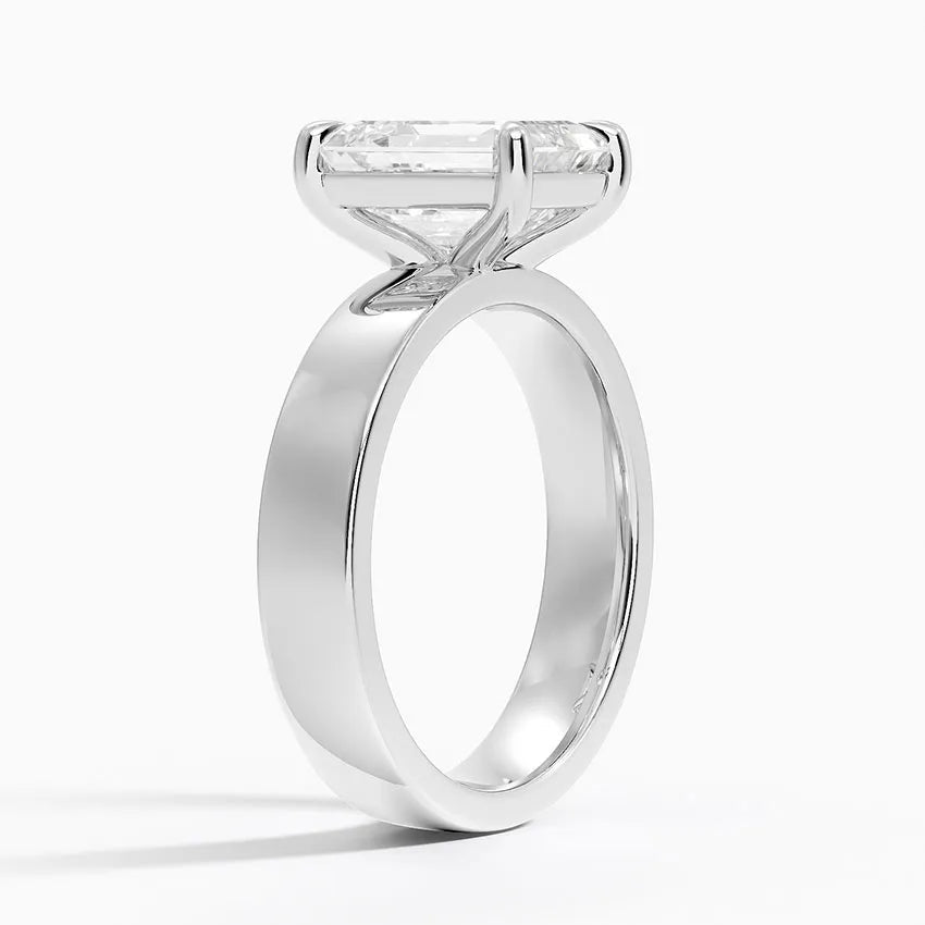 Radiant Cut Solitaire Thick Band Moissanite Ring