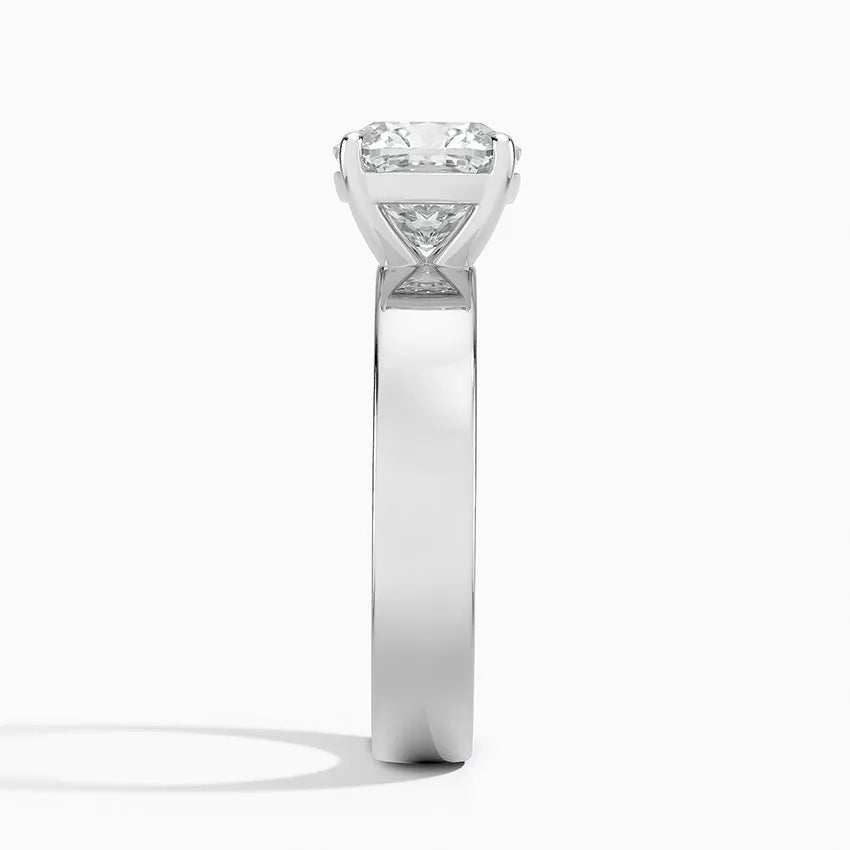 Rrincess Cut Solitaire Thick Band Moissanite Ring