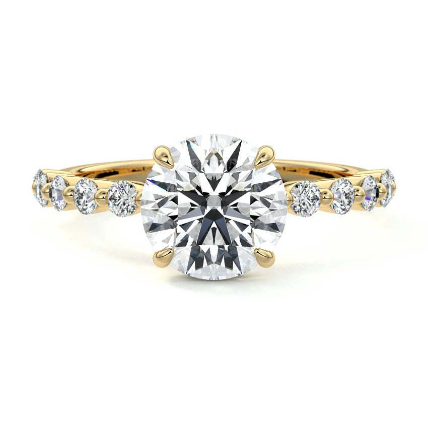 Shared Prong Hidden Halo Round Engagement Ring