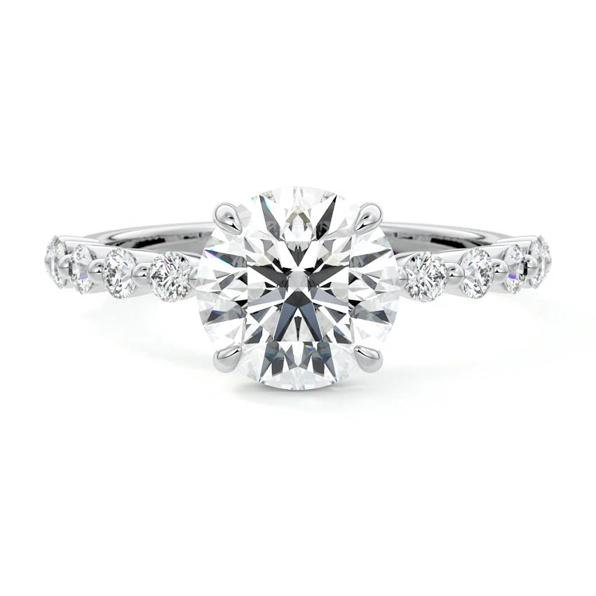 Shared Prong Hidden Halo Round Engagement Ring