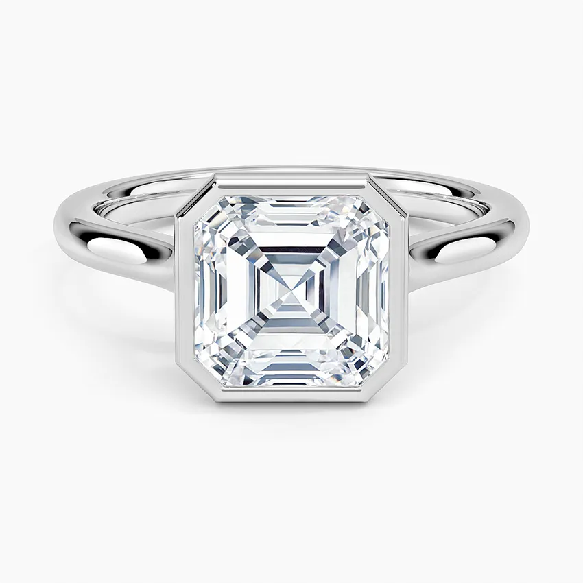 Solitaire Bezel Asscher Cut Engagement Ring