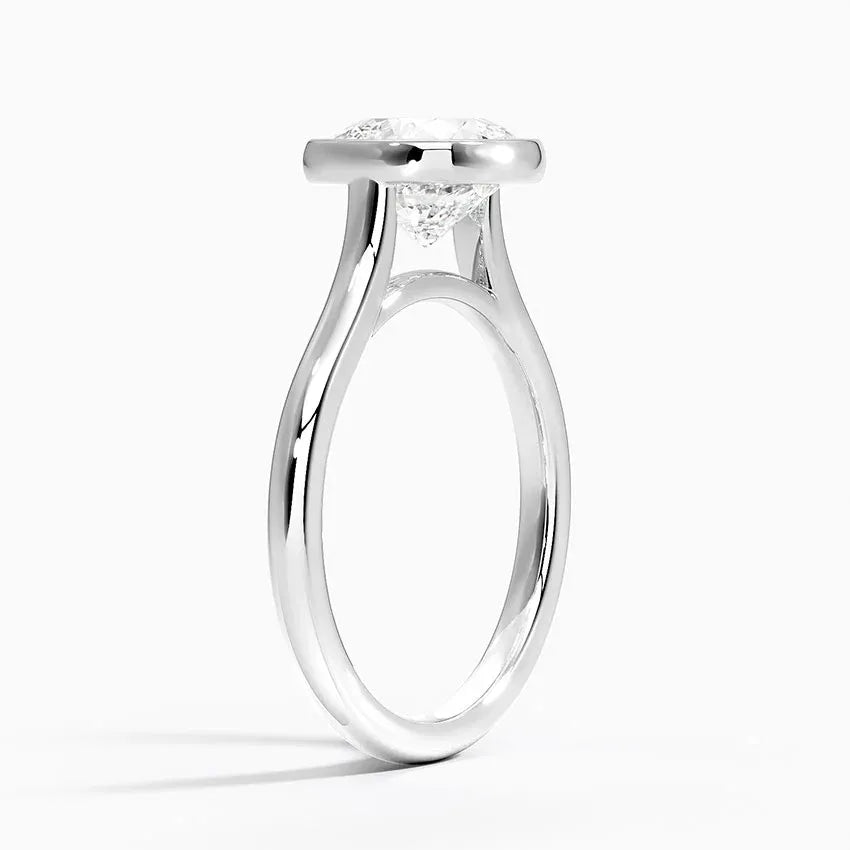 Solitaire Bezel Cushion Cut Engagement Ring