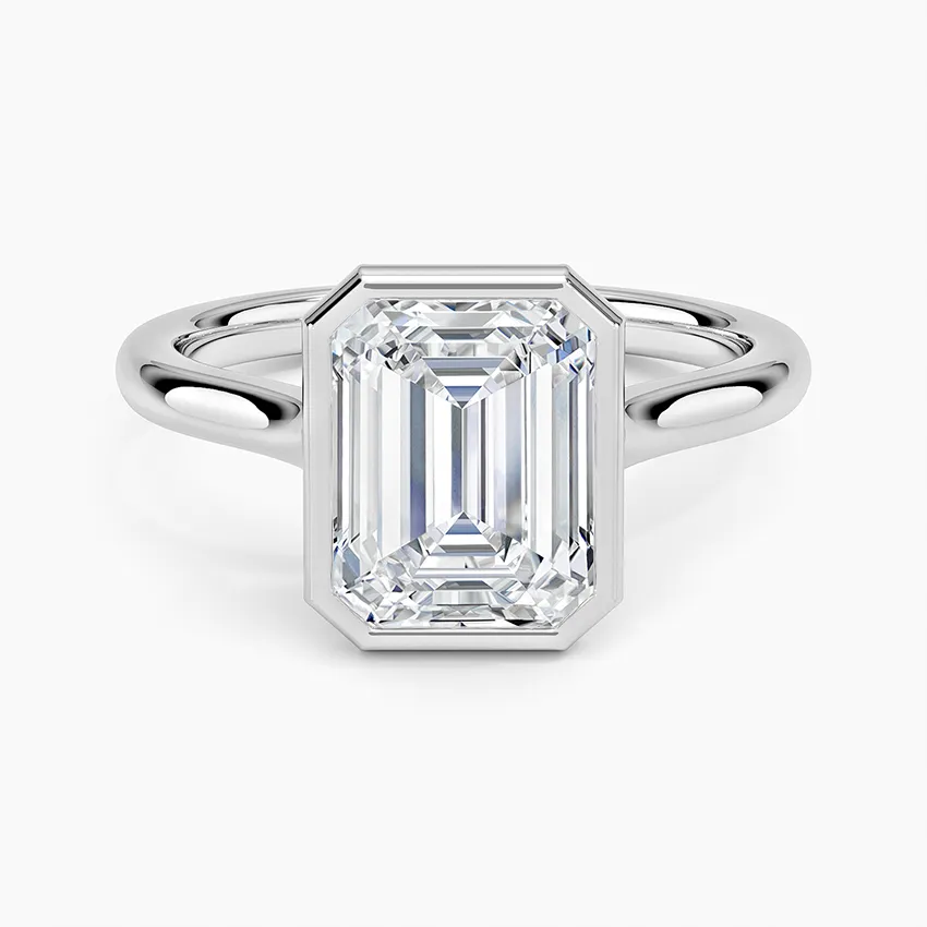 Solitaire Bezel Emerald Cut Engagement Ring