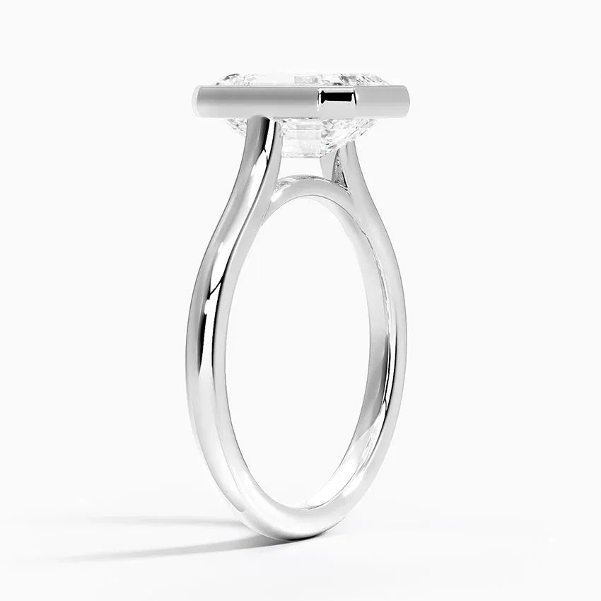 Solitaire Bezel Emerald Cut Engagement Ring