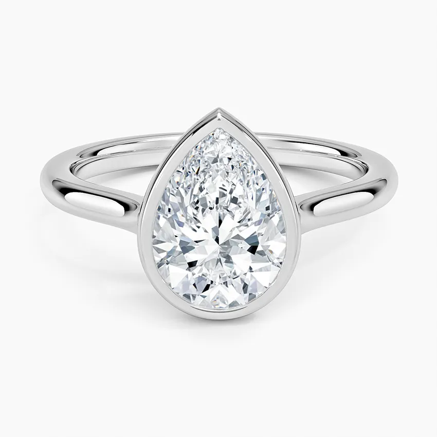 Solitaire Bezel Pear Cut Engagement Ring