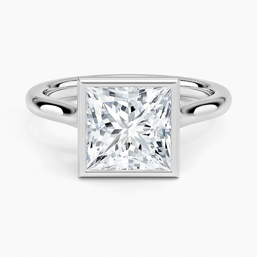 Solitaire Bezel Princess Cut Engagement Ring