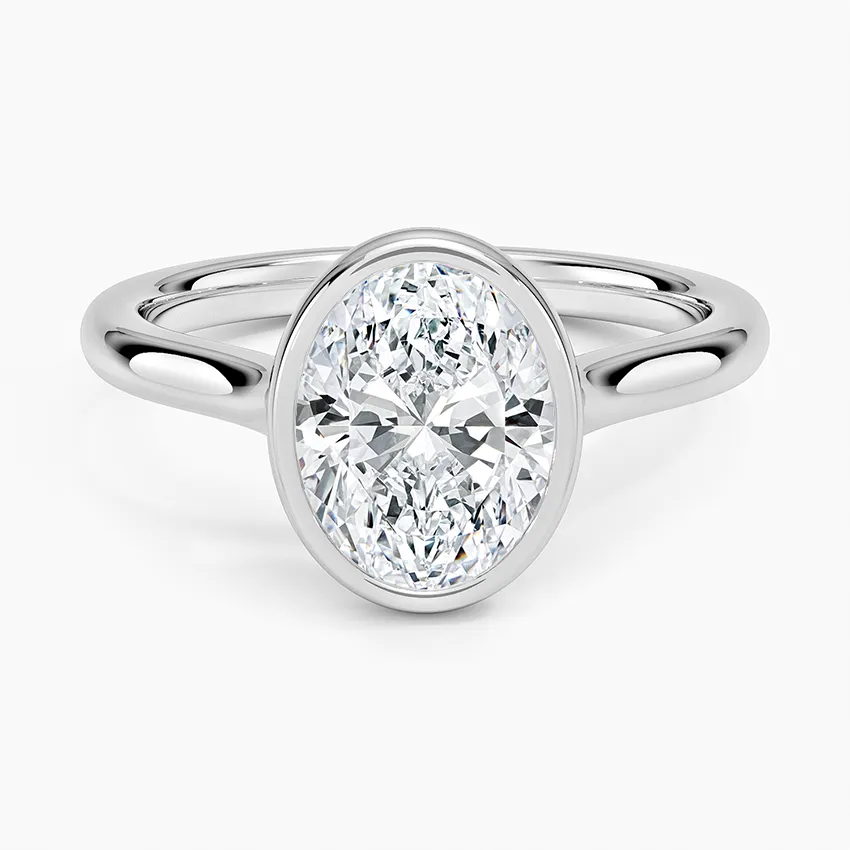 Solitaire Bezel Oval Cut Engagement Ring