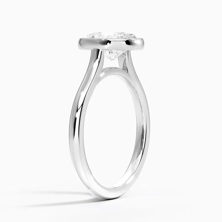 Solitaire Bezel Oval Cut Engagement Ring