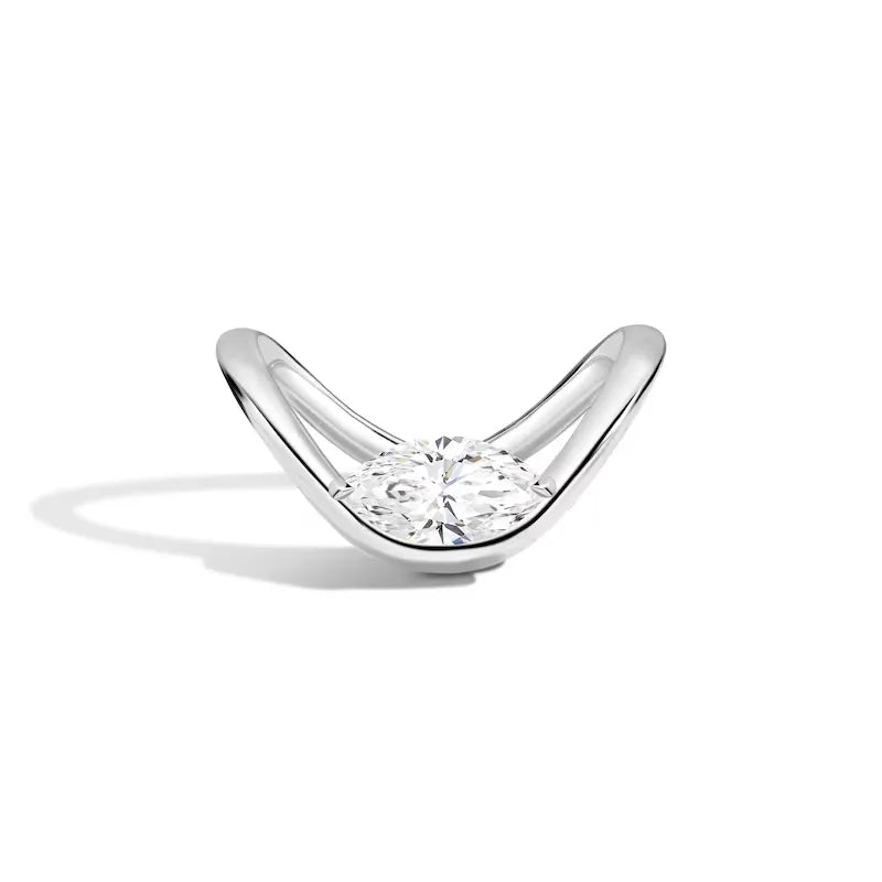Solitaire V Curved Marquise Cut Engagement Ring