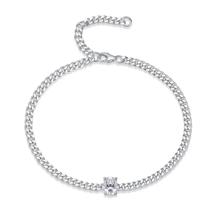 Solitra Oval Moissanite Cuban Bracelet