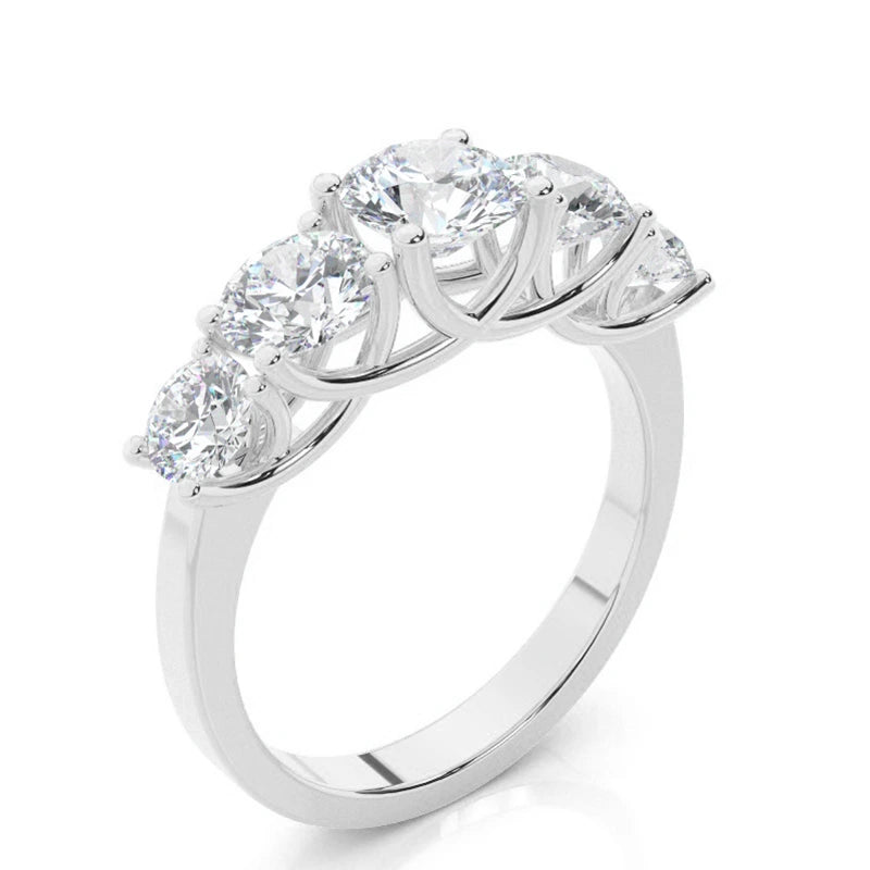 Tapered Trellis Five Stone Moissanite Ring