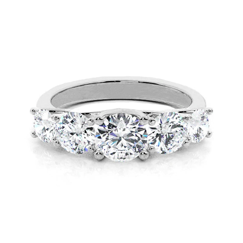 Tapered Trellis Five Stone Moissanite Ring