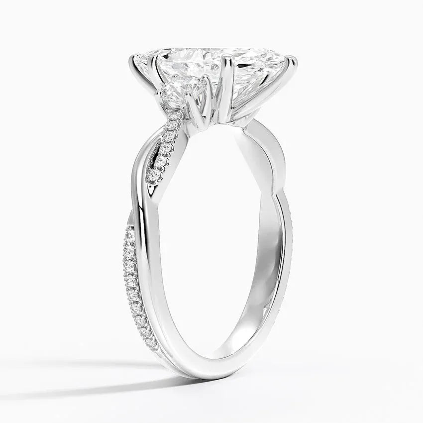 Twisted Band Marquise Diamond Three Stone Engagement Ring 3.0ct