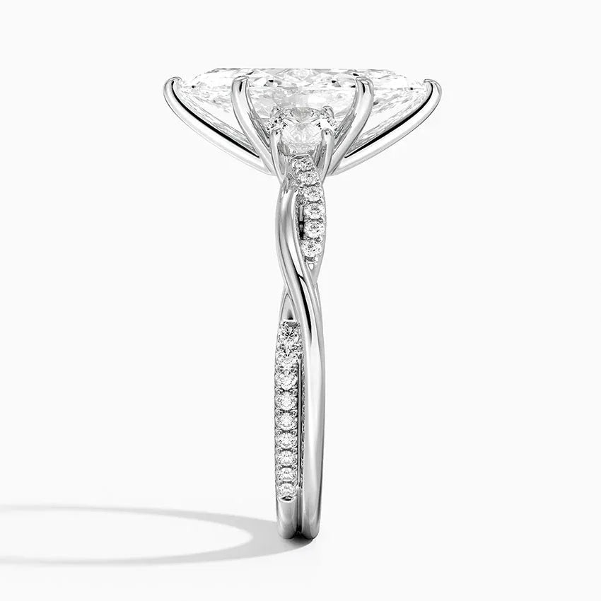 Twisted Band Marquise Diamond Three Stone Engagement Ring 3.0ct