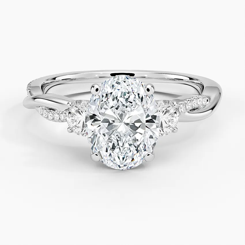 Twisted Band Oval Cut Three Stone Engagement Ring