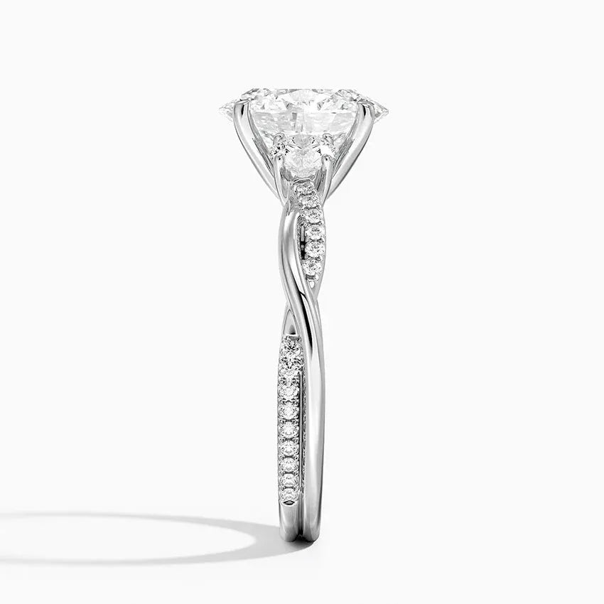 Twisted Band Oval Cut Three Stone Engagement Ring