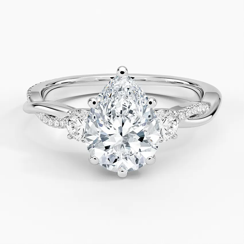 Twisted Band Pear Cut Three Stone Engagement Ring
