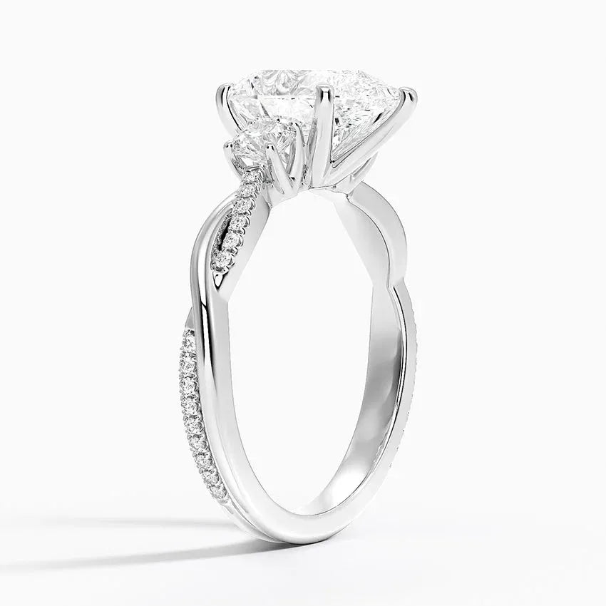 Twisted Band Pear Cut Three Stone Engagement Ring
