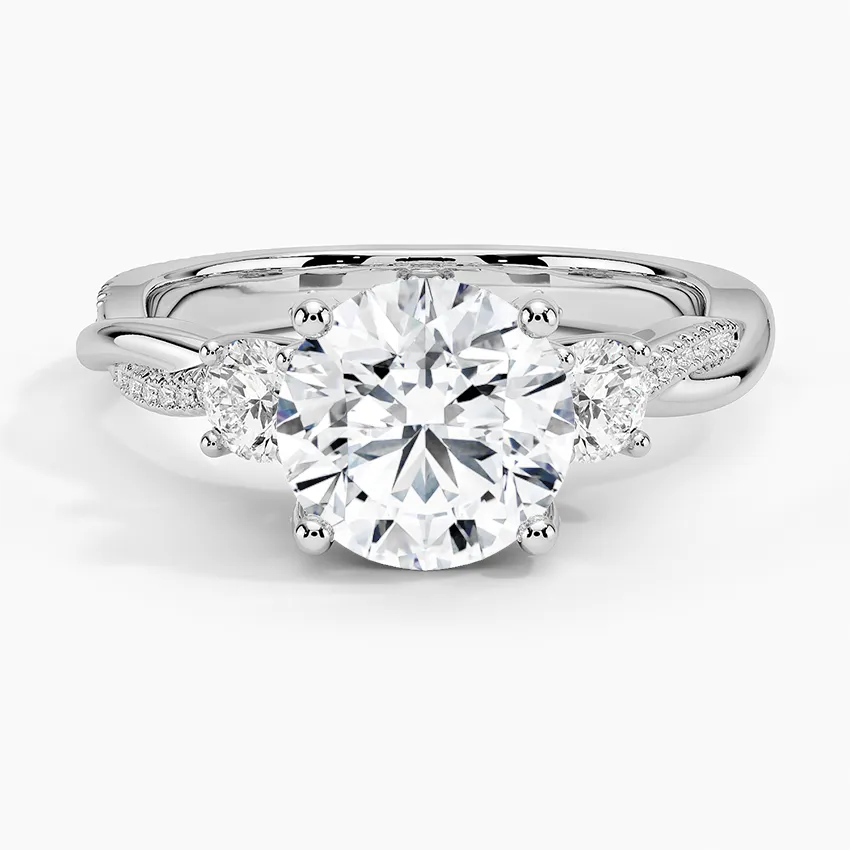Twisted Band Round Cut Three Stone Engagement Ring