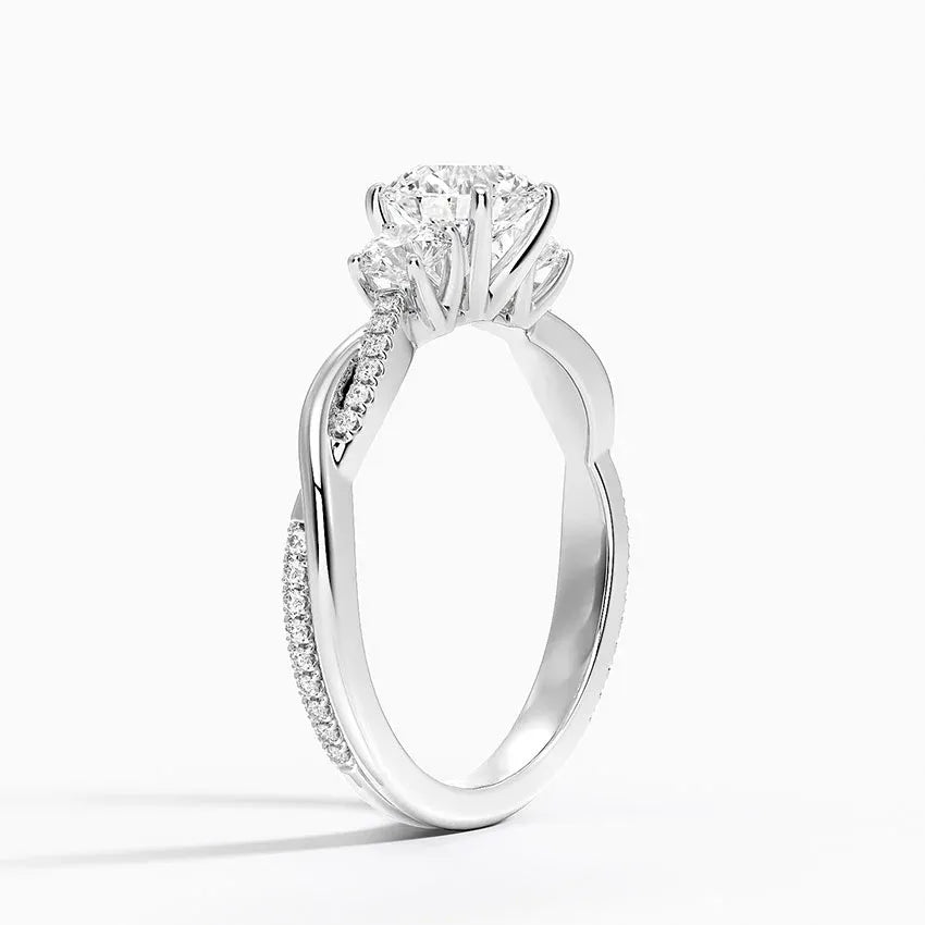Twisted Band Round Cut Three Stone Engagement Ring