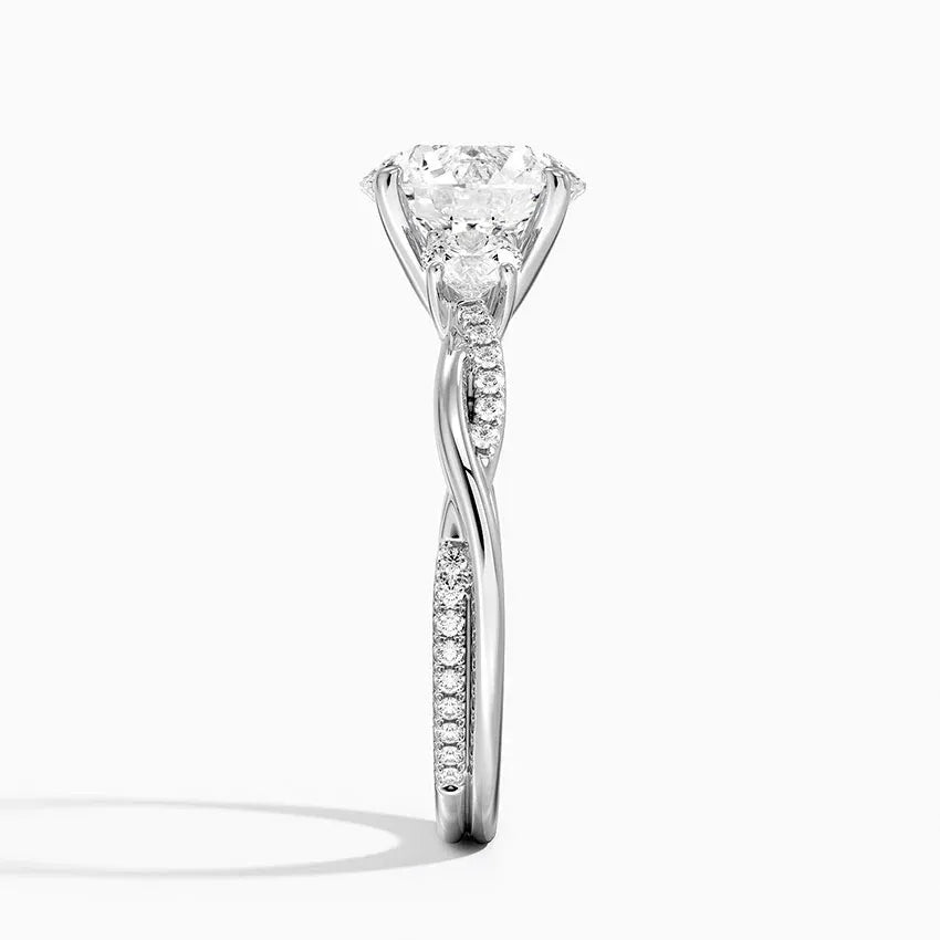 Twisted Band Round Cut Three Stone Engagement Ring