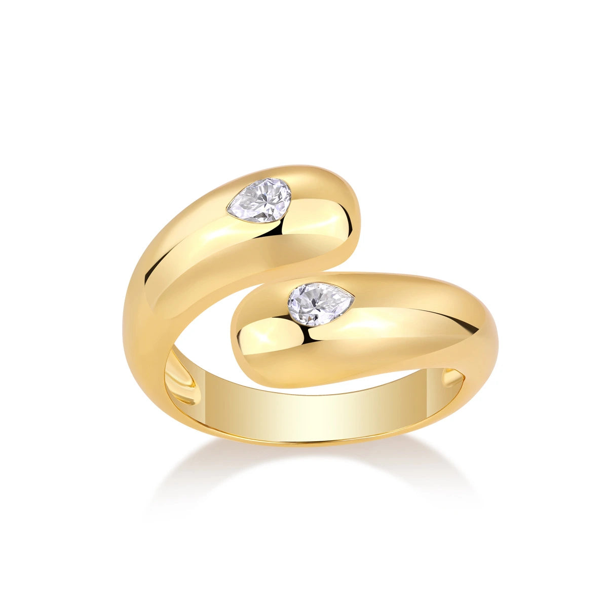 Two Stone Pear Moissanite Bypass Ring