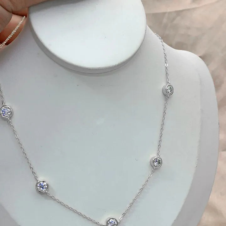 Five Stone Bezel Moissanite Necklace