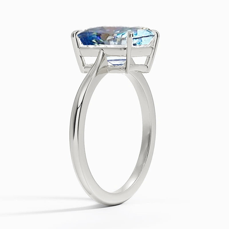 Classic Blue Emerald Moissanite Ring