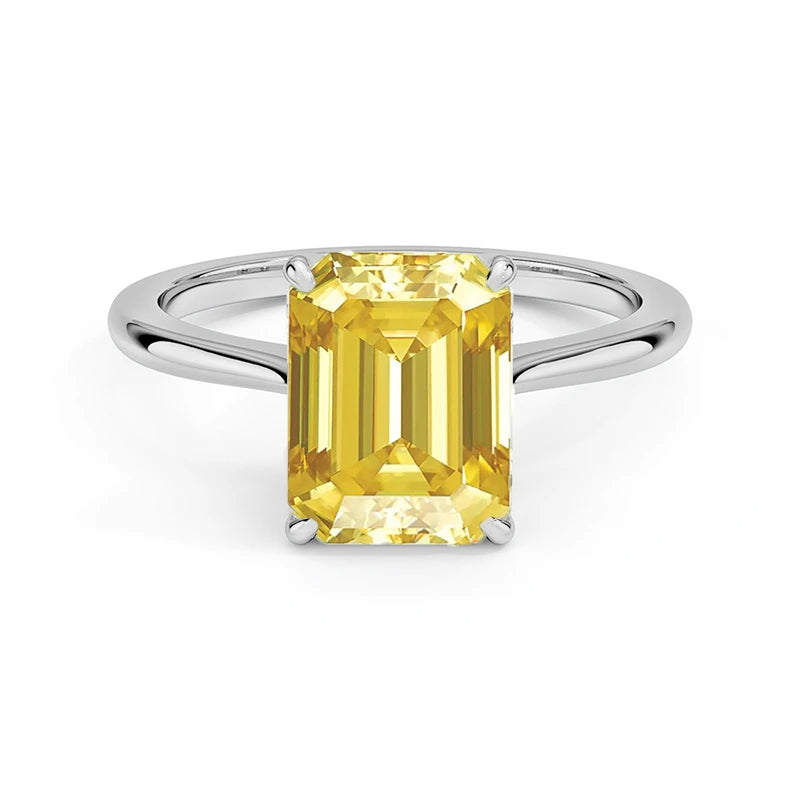 Classic Yellow Emerald Moissanite Ring