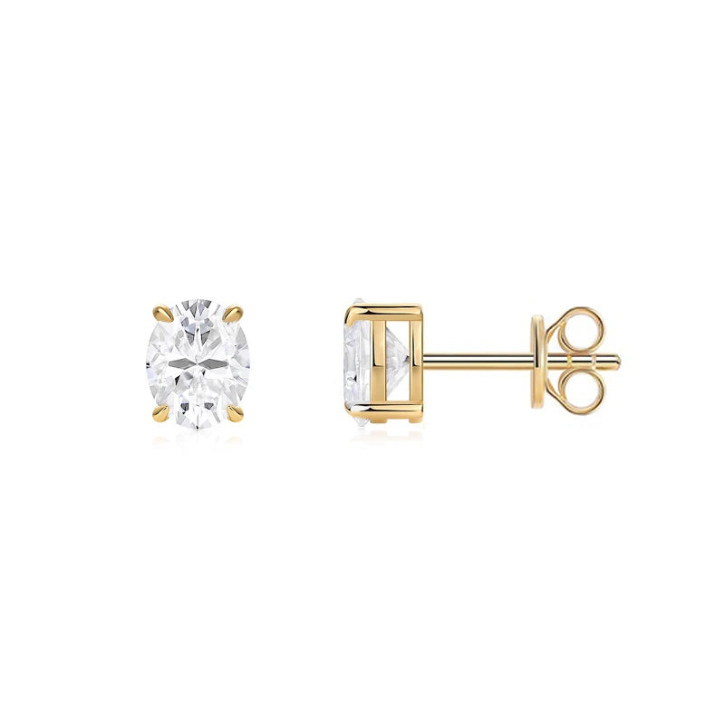 Classic Oval Diamond Stud Earrings