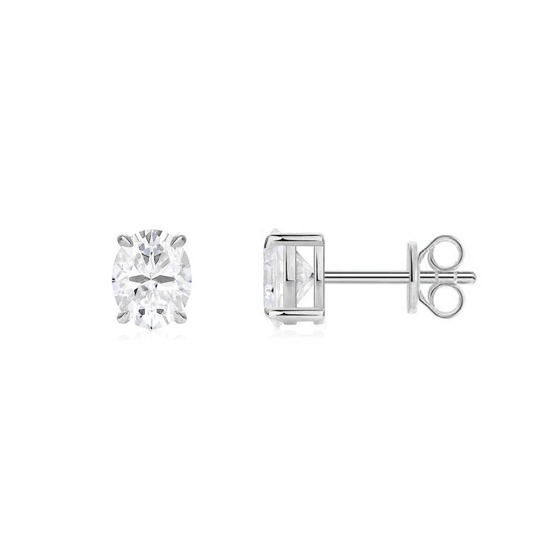 Classic Oval Diamond Stud Earrings