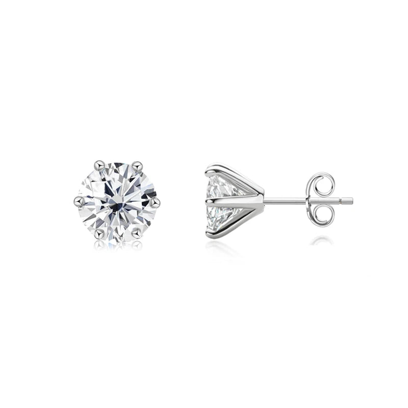 Classic Six Prong Moissanite Stud Earrings