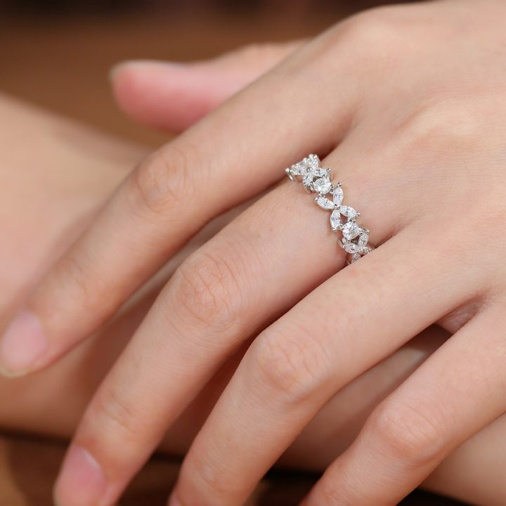 Round & Marquise Verdure Eternity Moissanite Wedding Band