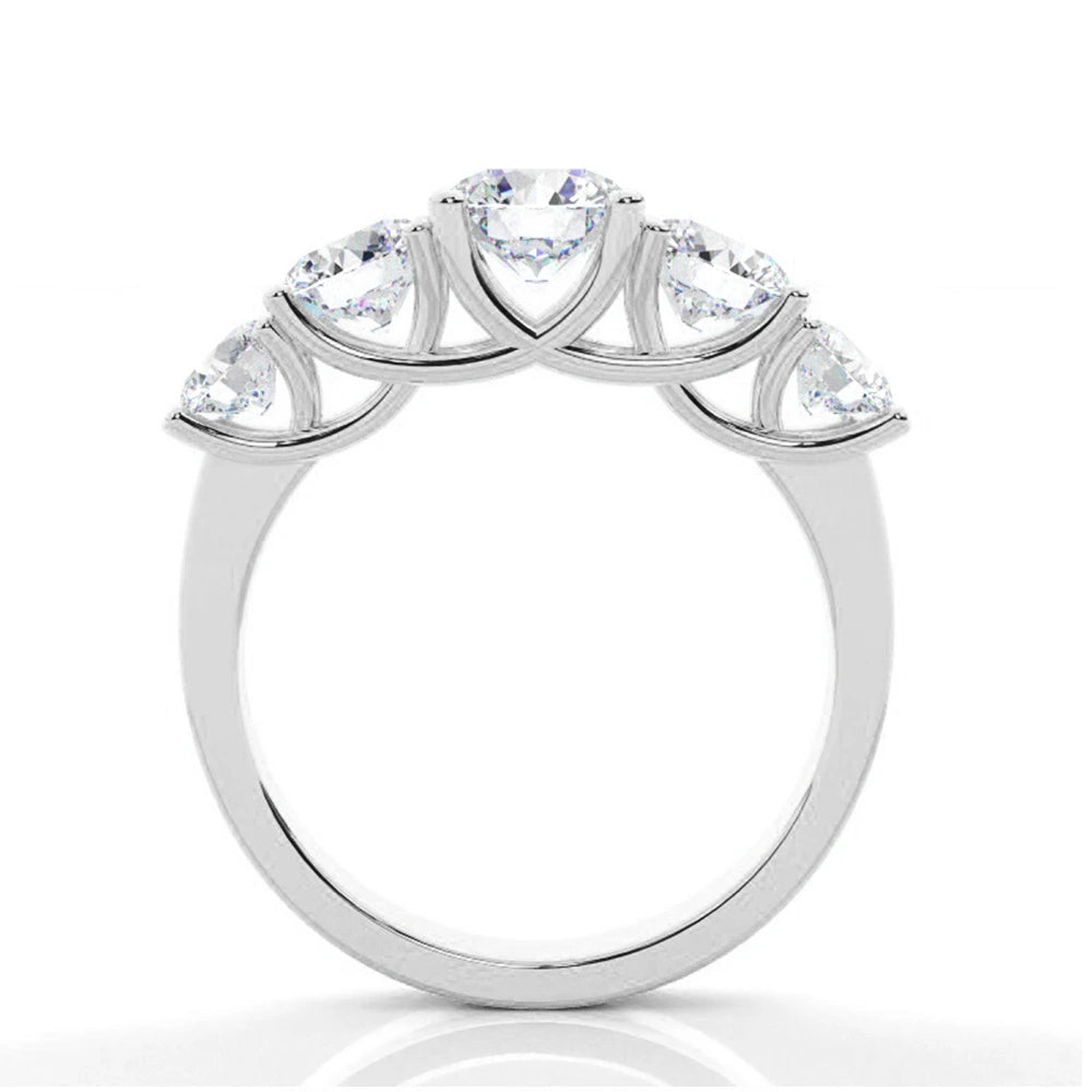 Tapered Trellis Five Stone Moissanite Ring