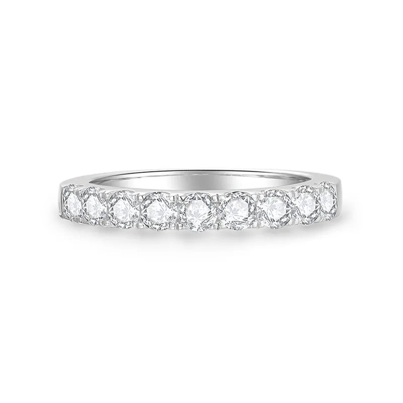 French Pave Moissanite Half Eternity Wedding Band