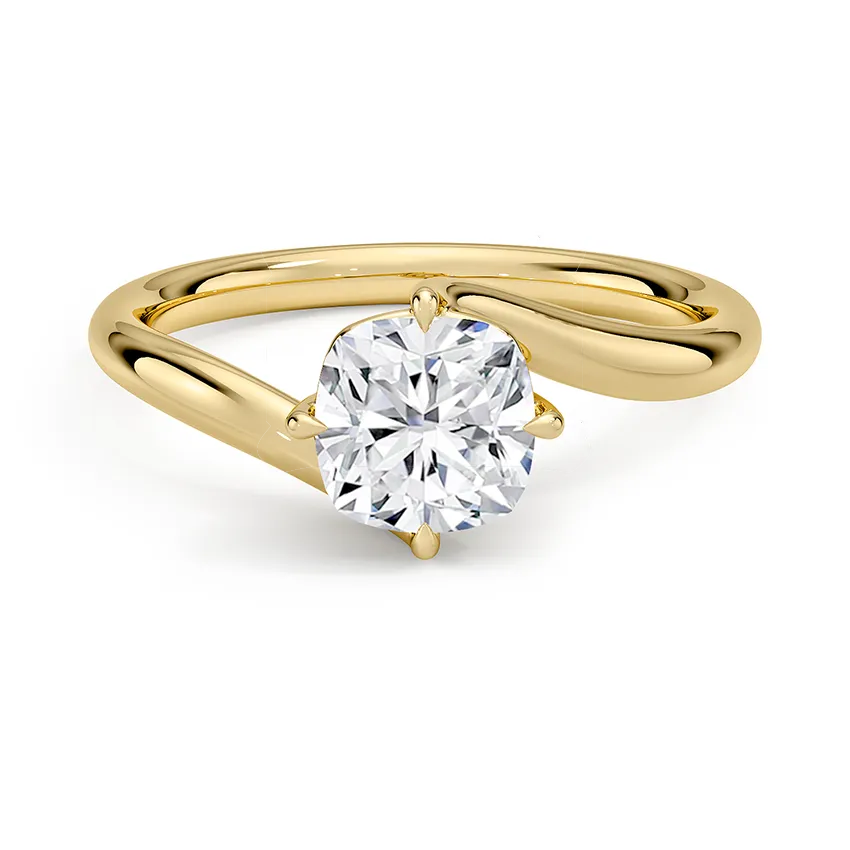Solitaire Twisted Cushion Cut Engagement Ring