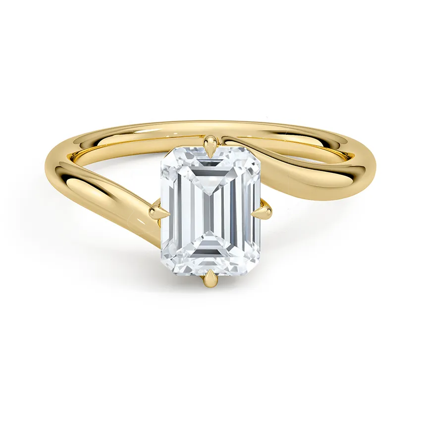 Solitaire Twisted Emerald Cut Engagement Ring