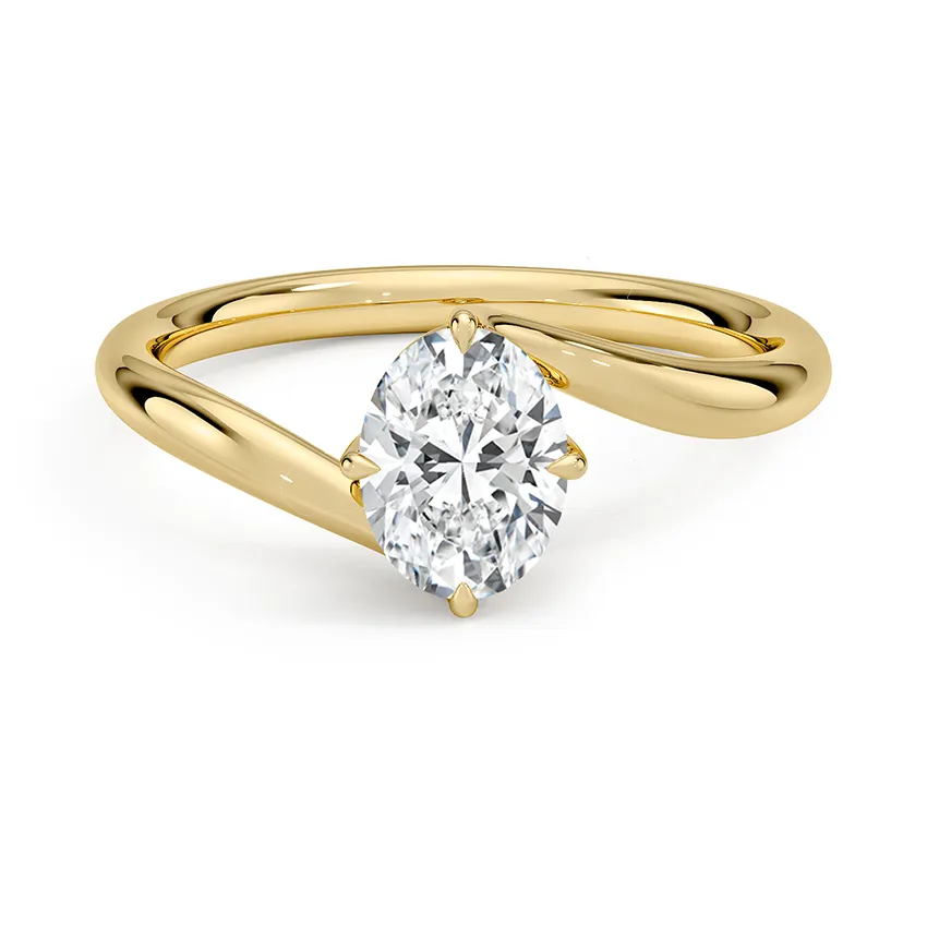 Solitaire Twisted Oval Cut Engagement Ring