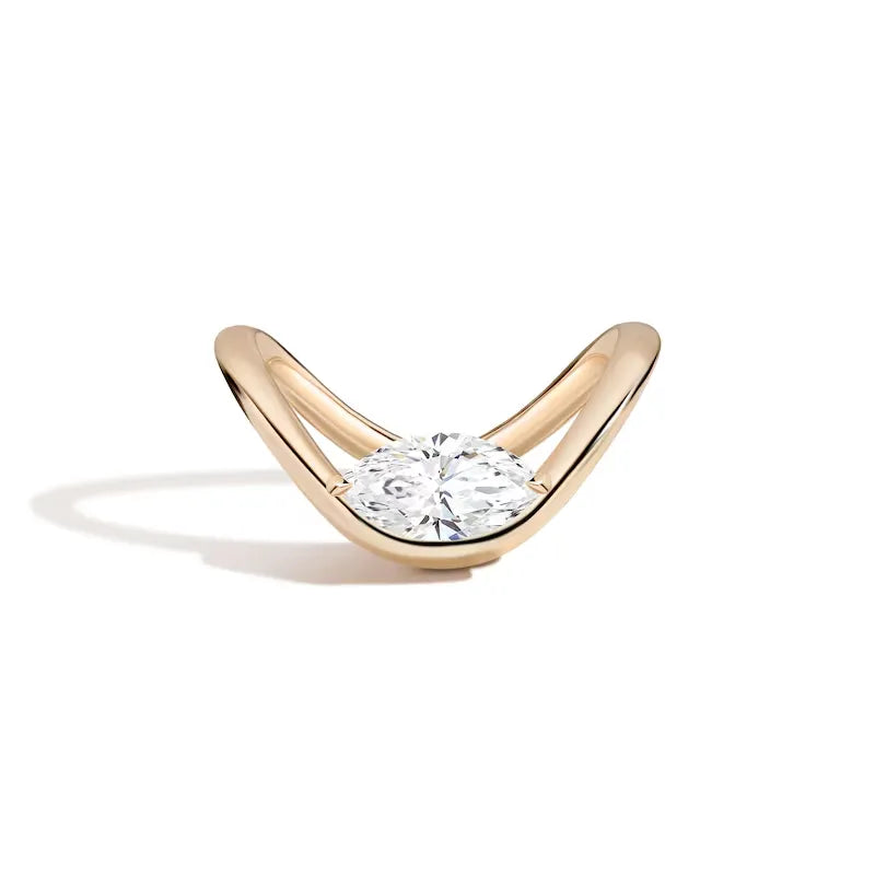 Solitaire V Curved Marquise Cut Engagement Ring