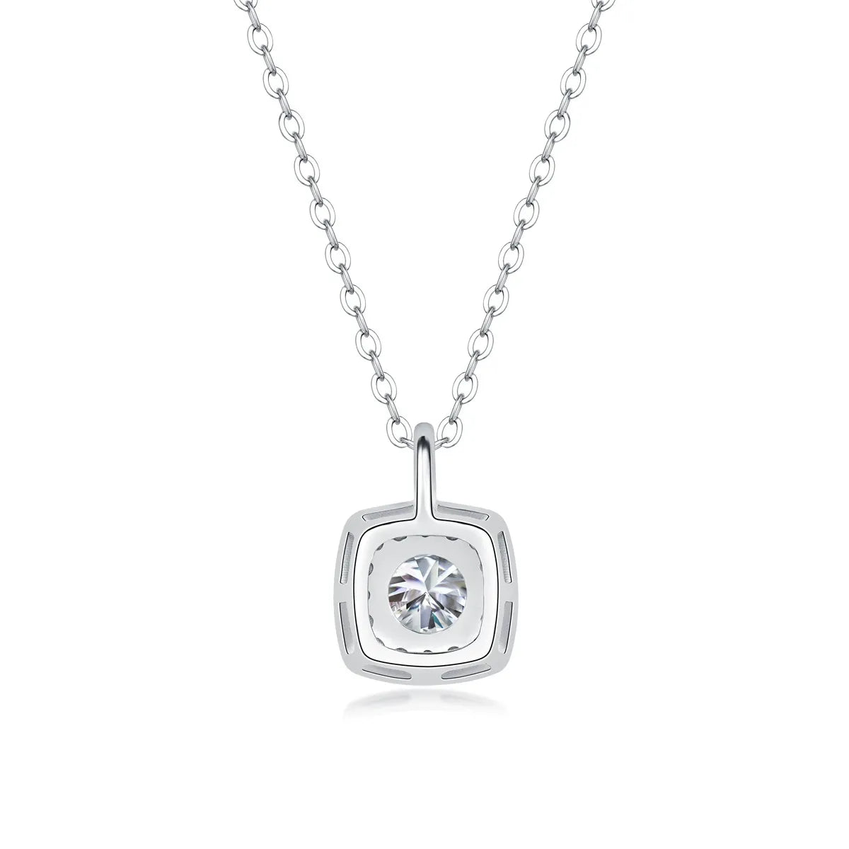 Petite Round Moissanite in Cushion Halo Pendant