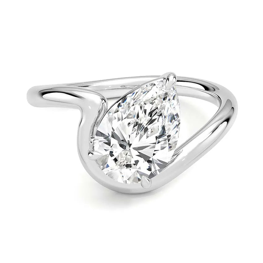 Solitaire Wave Band Pear Cut Engagement Ring