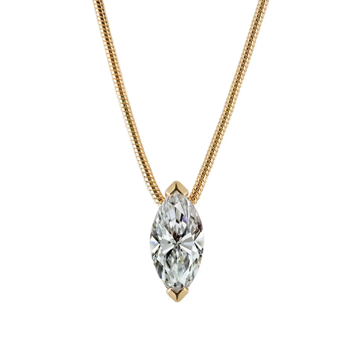 Solitaire Marquise Moissanite Snake Chain Necklace