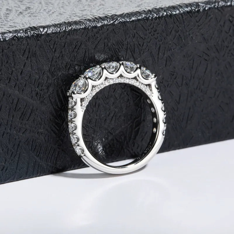 Five Stone Moissanite Half Eternity Band