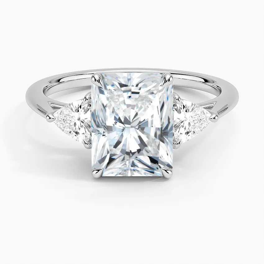 Trillion Cut Three Stone Radiant Engagement Ring