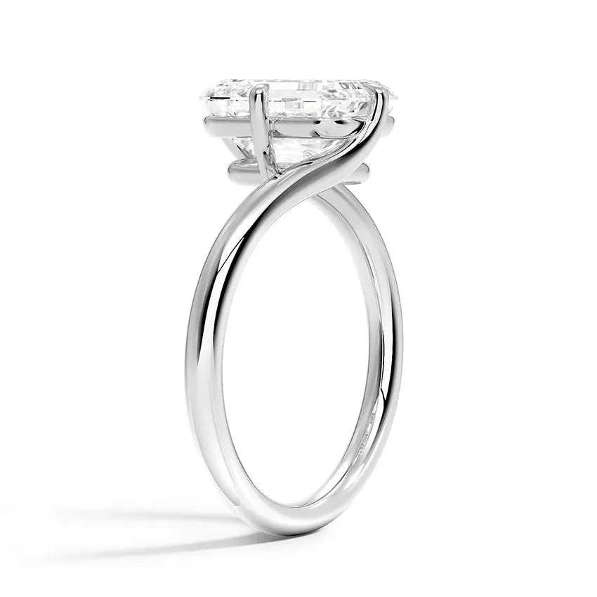 Solitaire Twisted Oval Cut Engagement Ring