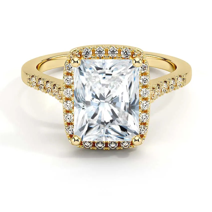 French Pavé Radiant Halo Engagement Ring