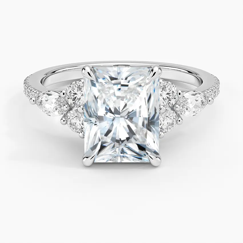 round & pear cluster pave Radiant Cut Engagement Ring