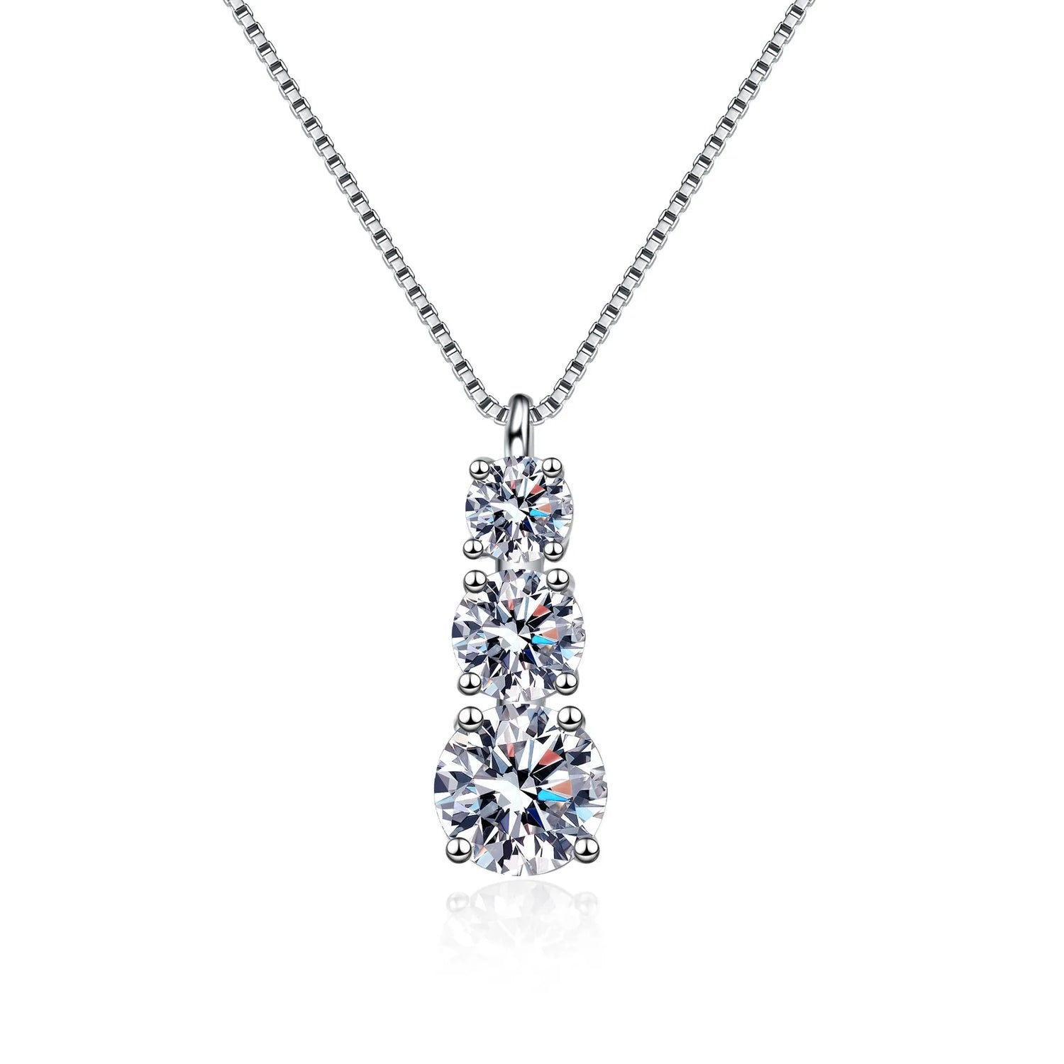 Graduated Moissanite Pendant Necklace
