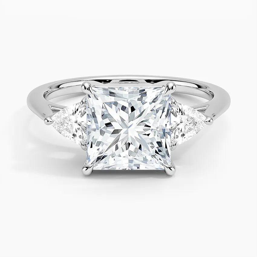 Trillion Cut Three Stone Princess Engagement Ring